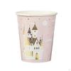 8Pcs Disposable Paper Cups Pink Castle Pattern 270ml DIY Beverage Drinking Cup Coffee for