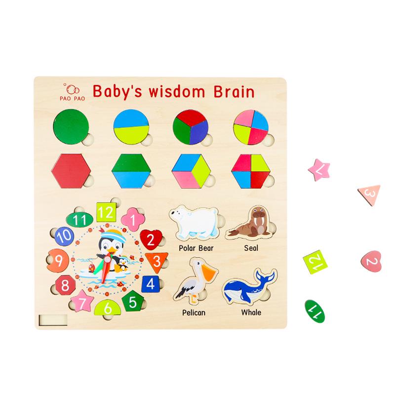 Montessori Toddler Wooden Puzzle: Number, Letter & Shape Matching Board