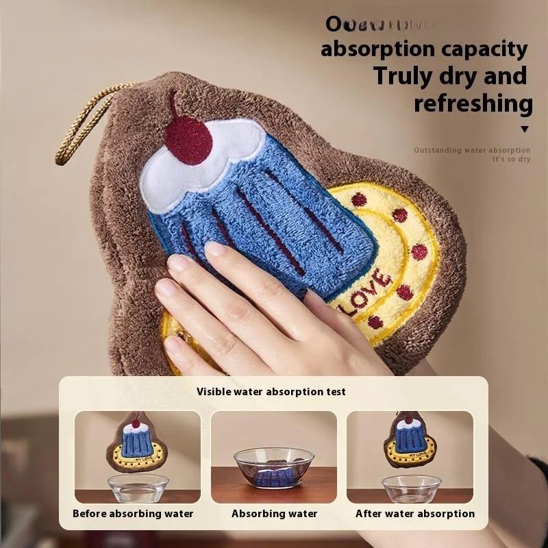 1Pcs Wall Hanging Thickened Cloth Handkerchief Hand Towel Bathroom Absorbent Hand Towel for Kitchen Hand Towel Cleaning Cloth