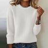 Women's Fashion Casual Loose Pullover Solid Color Round Neck Long Sleeve Knit Sweater