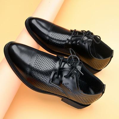 Lightweight Low Heel Hollowed Out Social Shoe Male Plain Leather Not Casual 2026 Style New Trend Footwear 39 Men's Formal Shoes