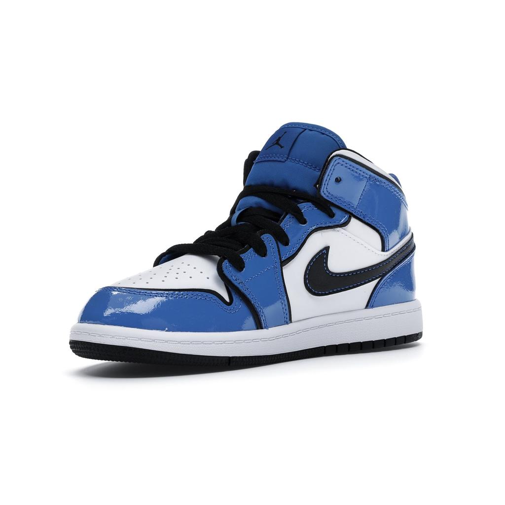 Pantofi de sport pentru copii Air Jordan 1 Mid SE PS Signal Blue Alb Negru BQ6932-402