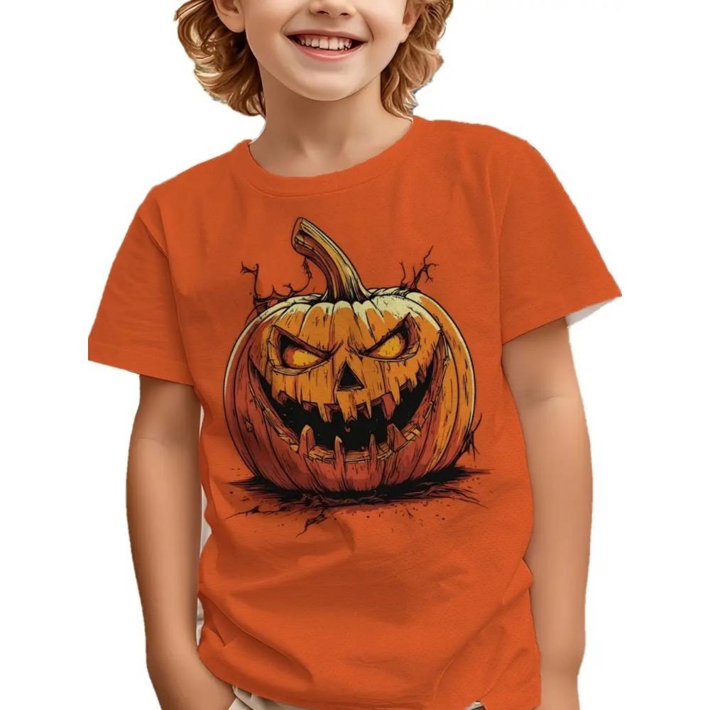 Children T Shirt Halloween 3D Printed Pumpkin T-Shirt Fashion Comfort T Shirt Casual Short Sleeve Tops Tees Children's Clothing