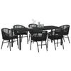 Garden Dining Set 7 pcs Black Powder Coated Steel