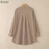 ZANZEA Camicetta Casual da Donna a Maniche Lunghe a Righe, Collo Alto, Vestibilità Larga