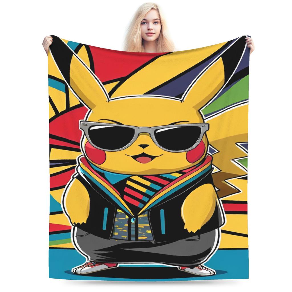 Japanischer Anime Pikachu Einfache Super Warme Decke Pokemon Plüsch Überwurfdecke Neuheit Sofa Stuhl Flanell Bettdecke Bettbezug
