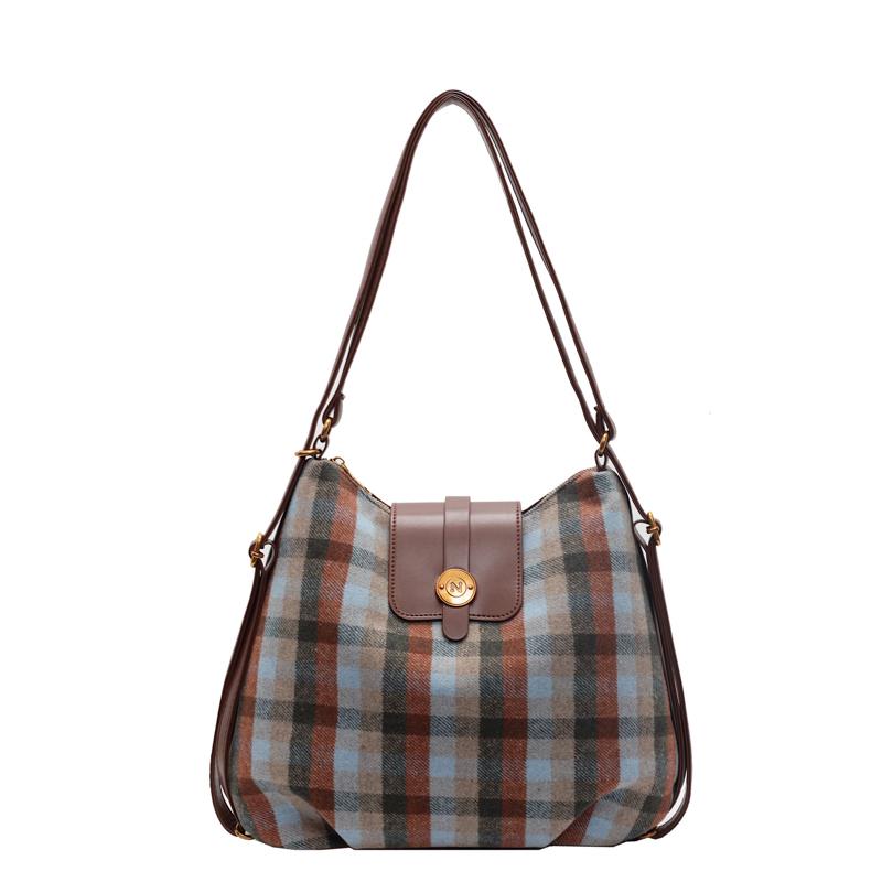 Leisure Time Traveling for Work High-capacity Backpack Autumn New Grid Retro Leopard Print Single Shoulder Crossbody Bag