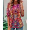 Women's Casual T-shirt 3D Printed Ethnic Style Vintage Prints Round Neck Retro Elegant Long Sleeves Women's Fashion Pullover Long Sleeve Tops