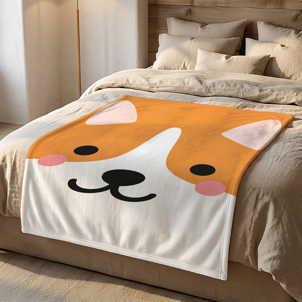 MinimalCartoonPetFace Throw Short Plush Throw Blanket Soft Skin-Friendly Multi-Scene Home Office