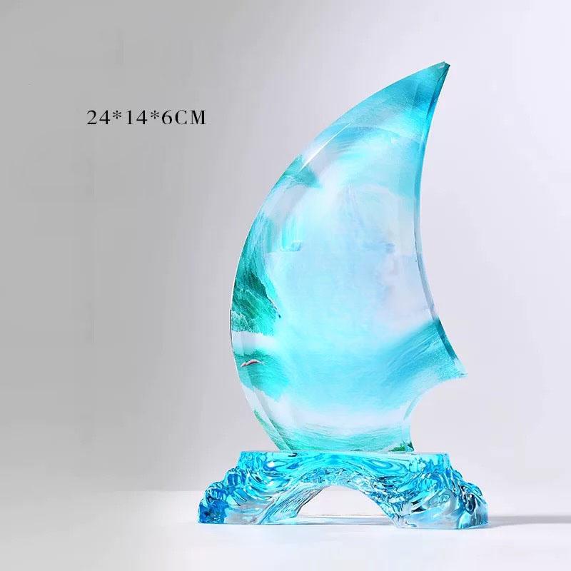 Customized Sailing Crystal Trophy, Five Point Star, Excellent Employee, Company Annual Meeting Award, Souvenir, Decor Medal, 1Pc