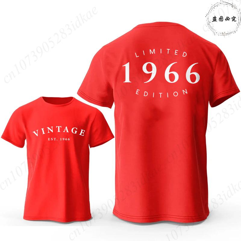 Vintage Est 1966 Limited Edition 60th Birthday Tees Mens Oversized O Neck Short Sleeve Tshirts Fashion Graphic Male Clothing