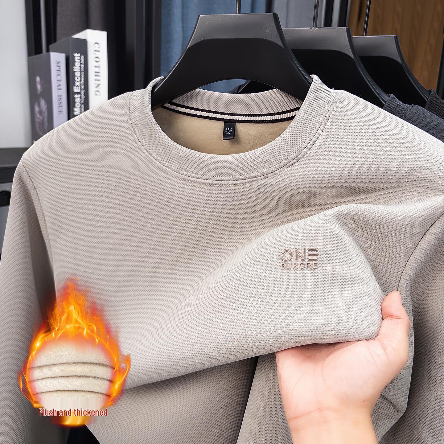 

Men s Fleece-Lined Round Neck Long Sleeve Sweatshirt – Warm Autumn & Winter Layer XXXXL 190-210 jin