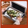 Stainless Steel Rectangular Barbecue Serving Tray For Tea Rice Sausage Meat Metal Utensil