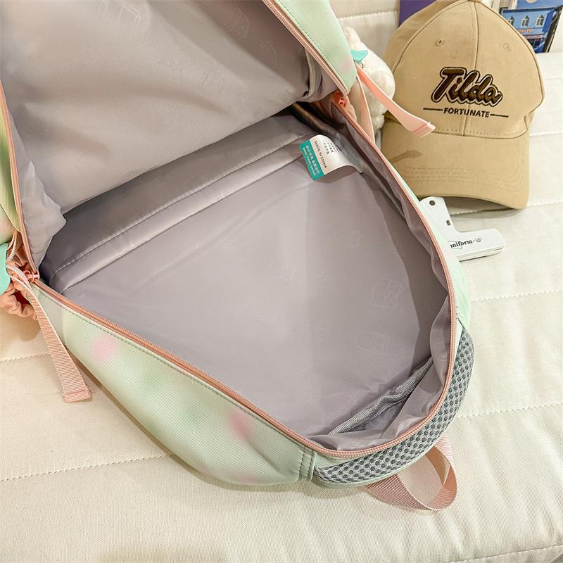 High School Students Lightweight Schoolbag Color Block Large Capacity Backpack