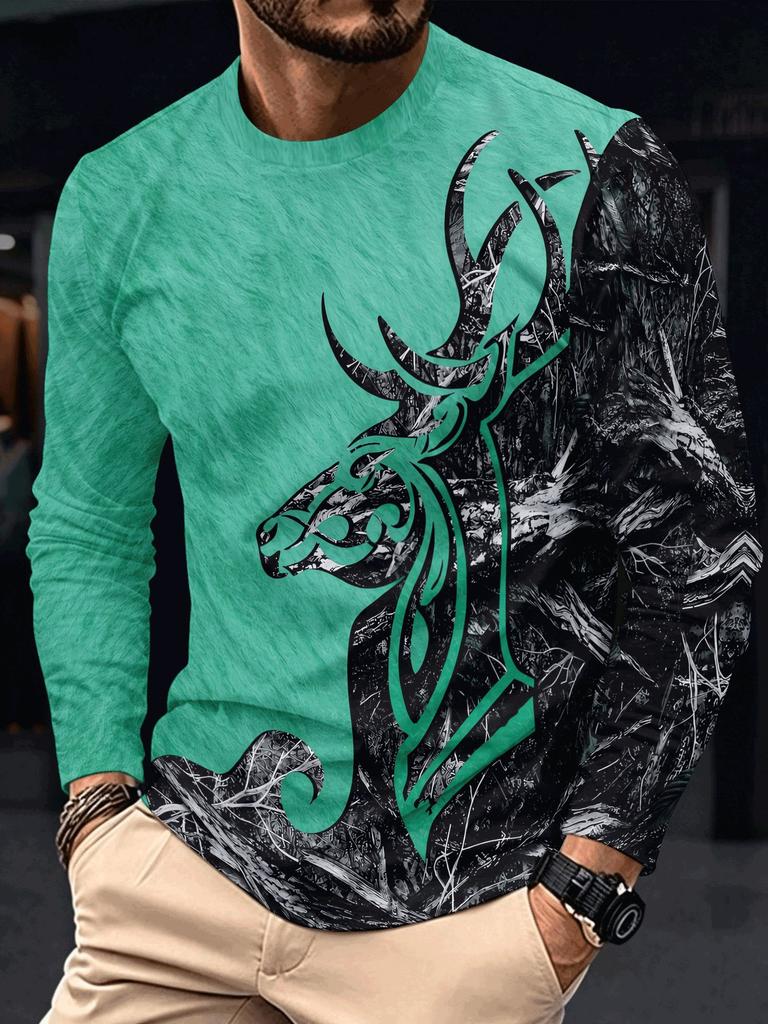 Longsleeve Men's longsleeve with a round neck, stylish top with bright prints