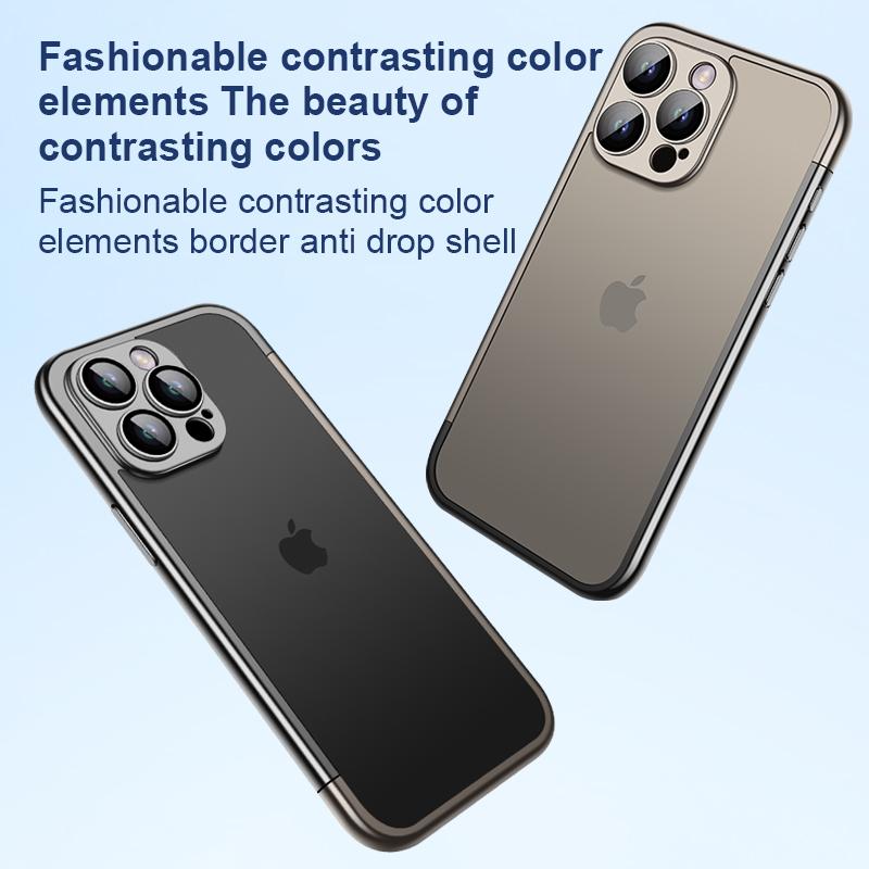 For iPhone 17 Pro Max Air 16 15 14 13 Phone Cover Transparent Shockproof Plating PC Hybrid Hard Glass Slim Case