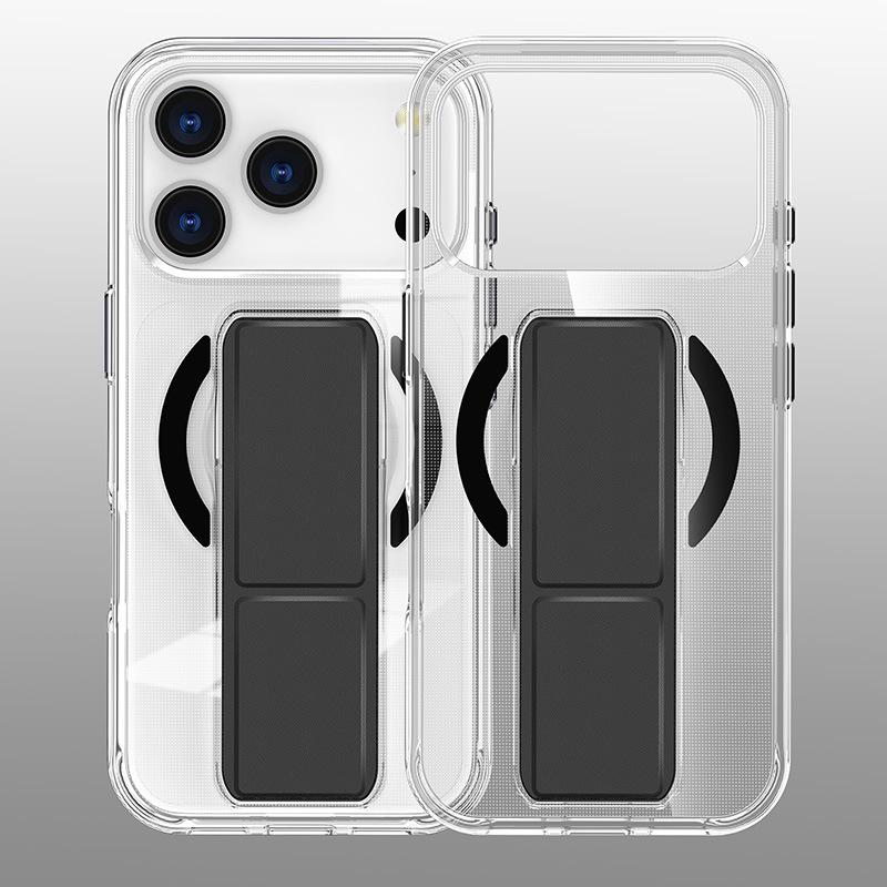 iPhone 17 Pro Max Case with Folding Stand, Crystal Wristband, Magnetic, Transparent, and Drop-Proof.