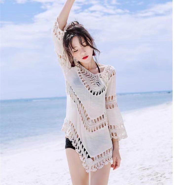 Crochet Patchwork Beach Cover-Up Hollow Out Bikini Swimsuit Cover-Up
