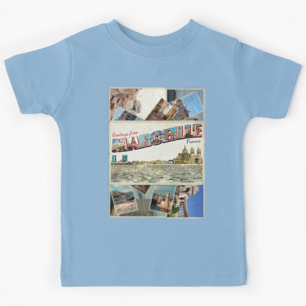 Greetings from Marseille in France Vintage style retro souvenir Kids T-Shirt 140