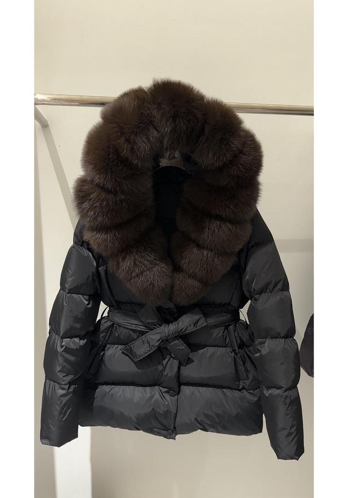 New Women's Winter Down Coat with Detachable Fox Fur Collar and Hood