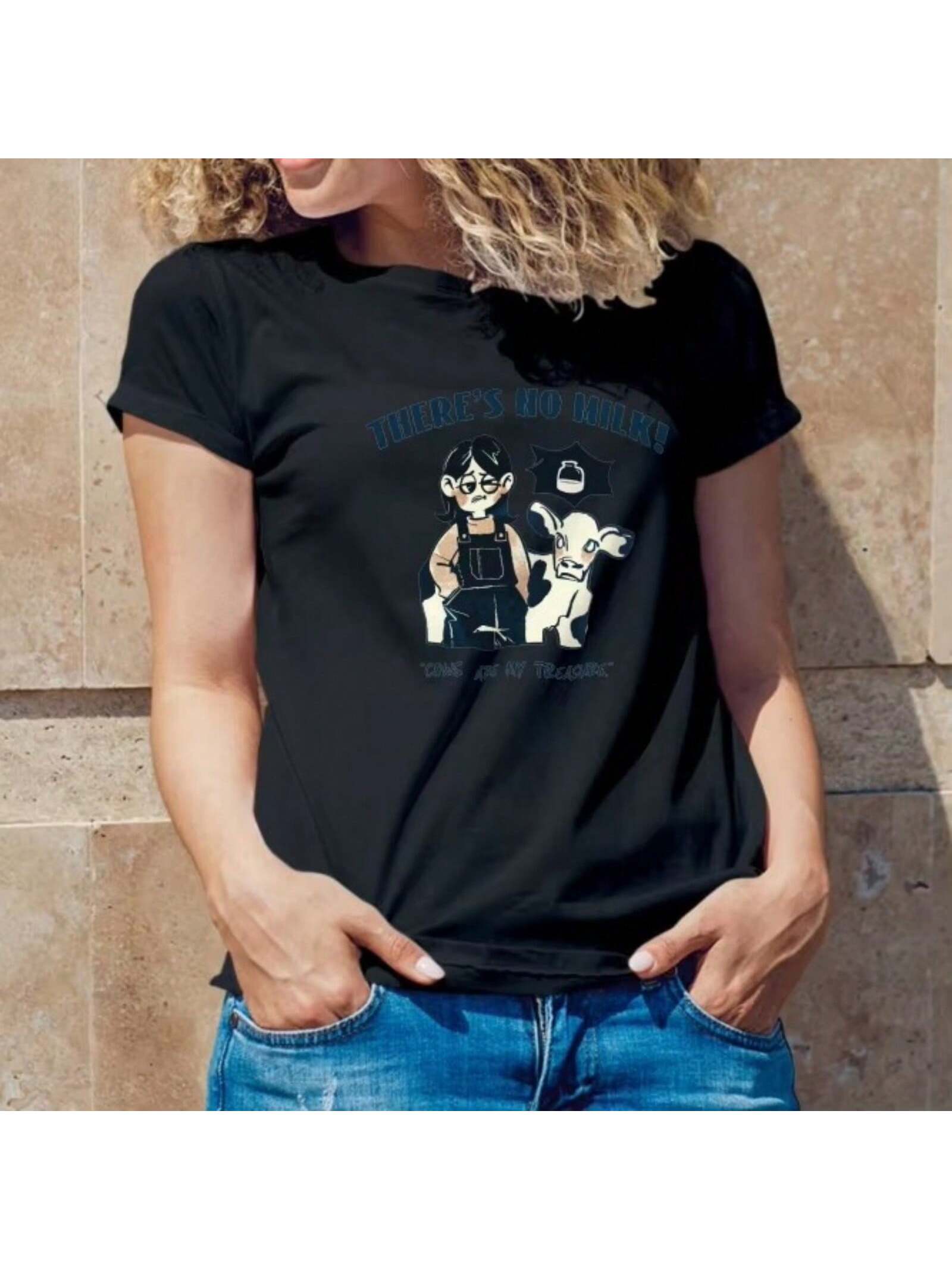 Wo Round Neck Printed T-Shirt With Unique Personality And Fashionable Style S