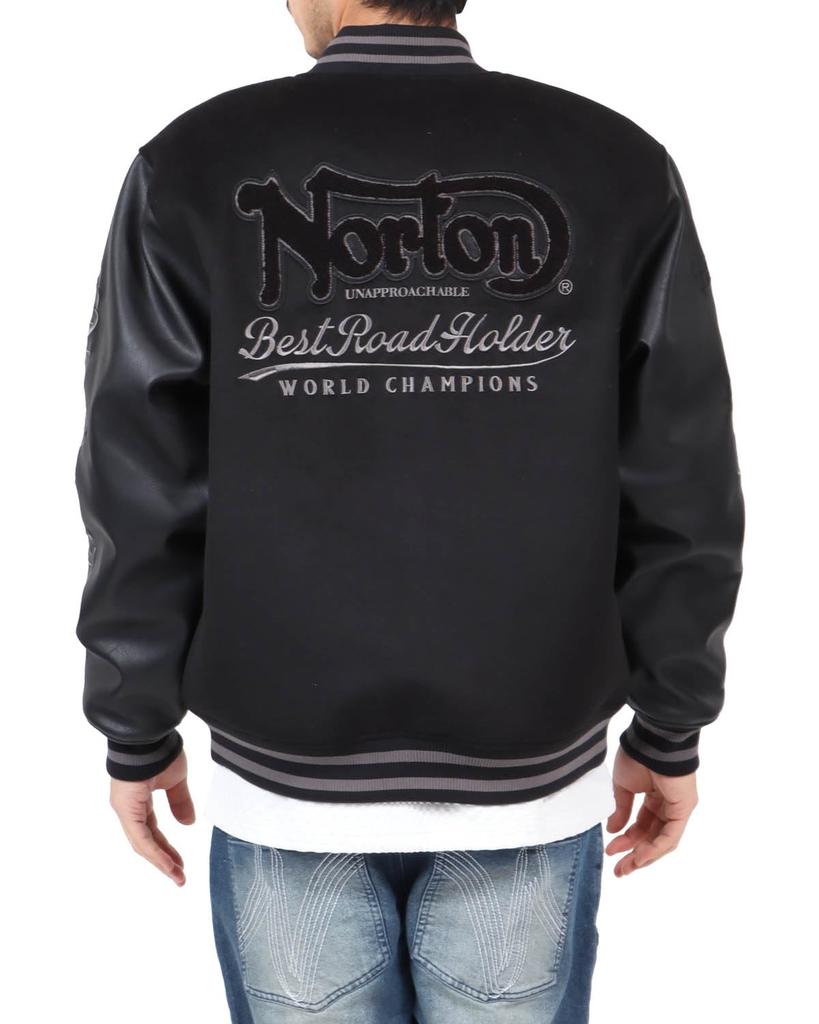 norton Monotone Sagara Stadium Motorcycle Casual Size 243N1707 Men's Jacket, Wear, Outerwear, Black, M,