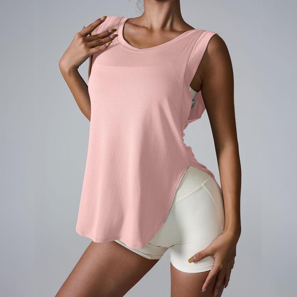 Volná dámská vesta bez rukávů na jógu a běh: Evropský a americký styl