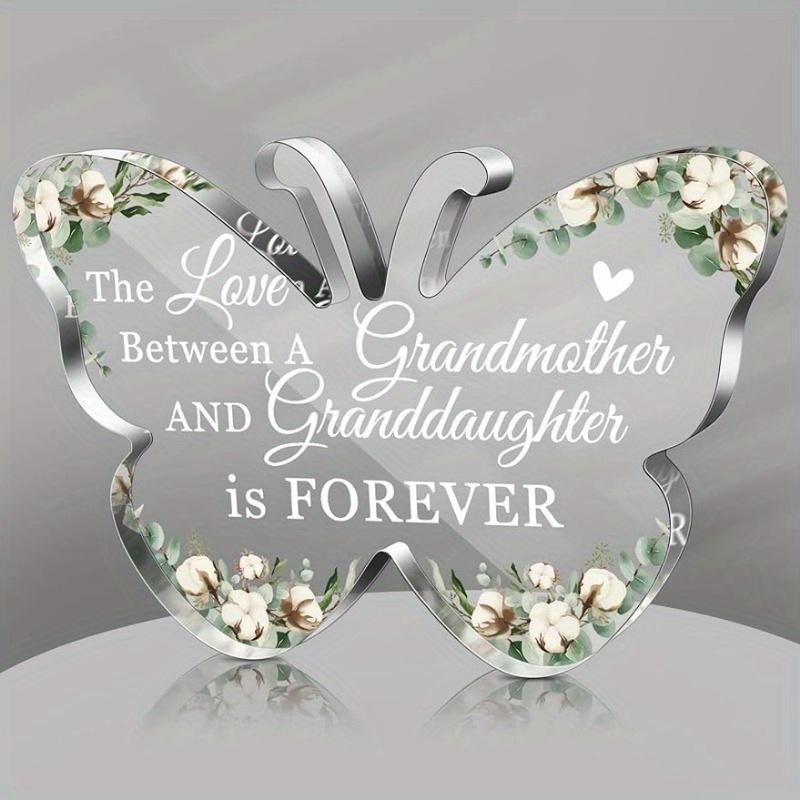 

Grandma Gifts – Birthday Acrylic (Heart/Butterfly) Sign. From Grandkids (Butterfly Granddaughter) чистый