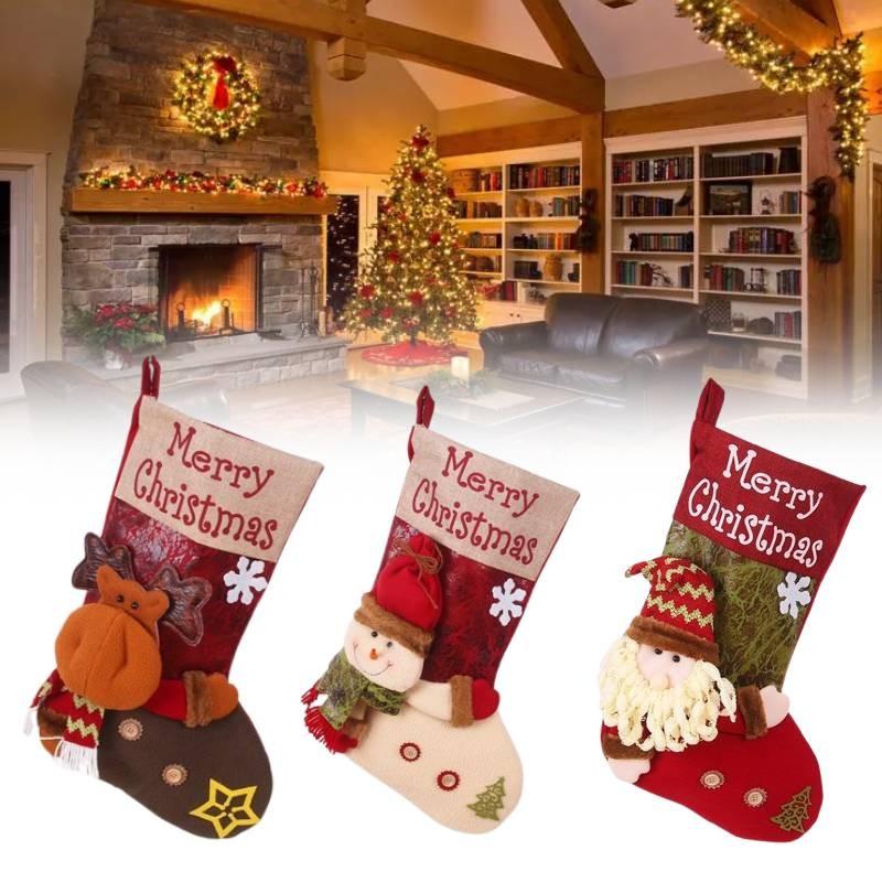 Festlicher Weihnachtsstrumpf Geschenkbeutel mit gestickten Designs für festliche Stimmung