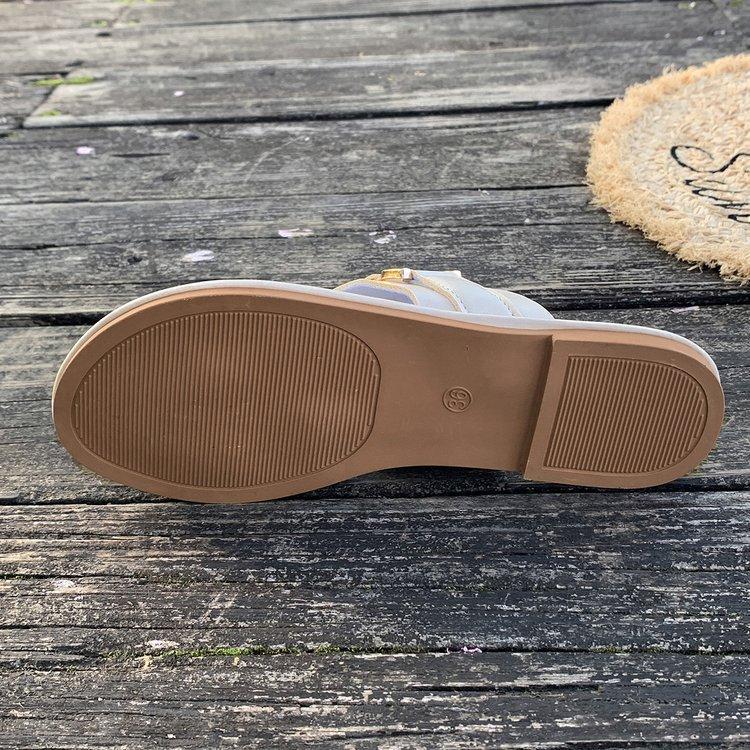 Women's Solid Color Slide Sandals Casual Loop Toe Flat Summer Shoes Lightweight Buckle Strap Design Slide Sandals