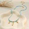 GEMCHIC Women's Ocean Style Blue Green Fish Heart Beaded Necklace Stainless Steel Layered Choker Jewelry