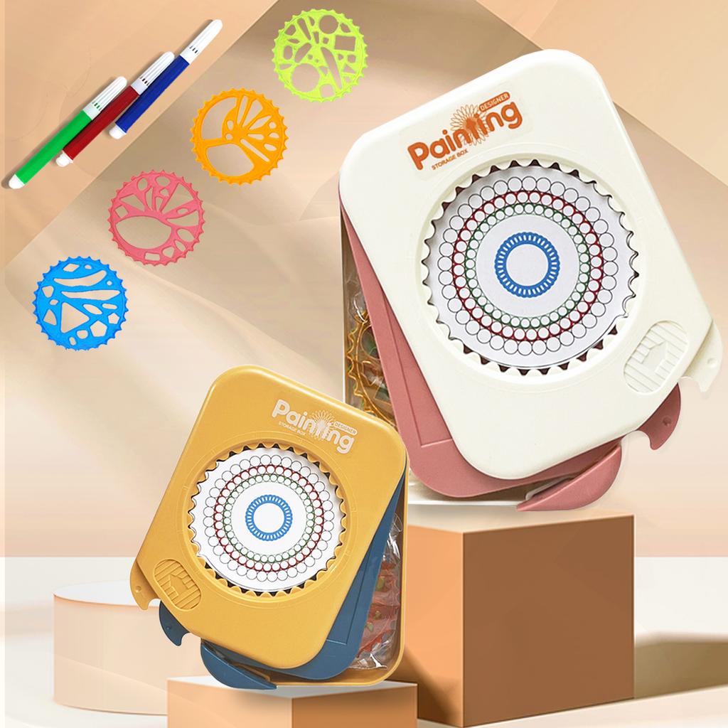 Zeichenkunst Spirograph Set, Lustige Formen Klassisches Zahnrad-Design Zeichenspielzeug Rosa und Blau Für Kinder 8+ Einige Teile werden zufällig versendet