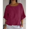 Women's Fashionable Loose Casual Round Neck Solid Color Shirt Top Solid Color Shirt Top