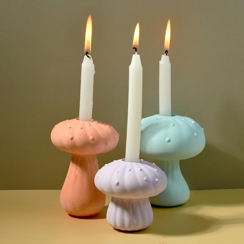 Multipurpose Sturdy Silicone Mushroom Candle Holder Mold Set Portable for Resin Plaster Craft Supplies Assorted Sizes