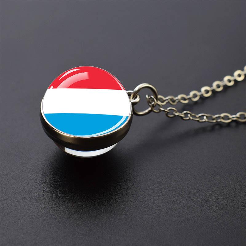 Countries Flag Glass Ball Necklace Russia France Spain UK Italy Poland Ukraine Flag Pendant Necklace Travel Gift