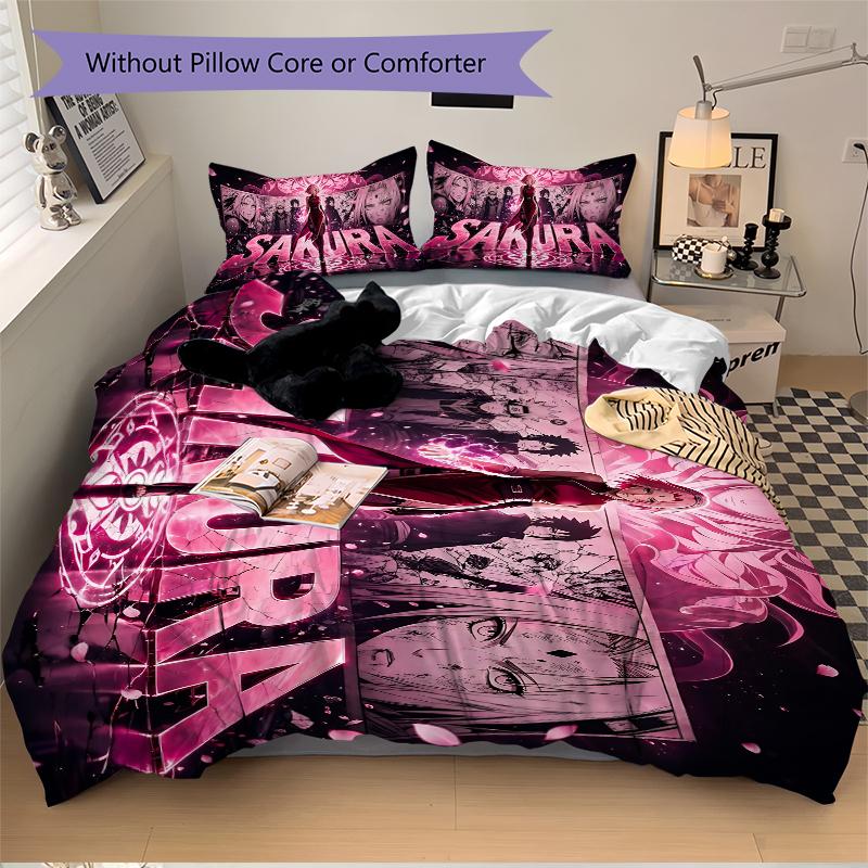 Sakura'S Power Printed 3pcs Bedding Set Soft Microfiber 1 Duvet Cover And 2 Pillowcases Home Bedroom Decor Xmas Gift K1990
