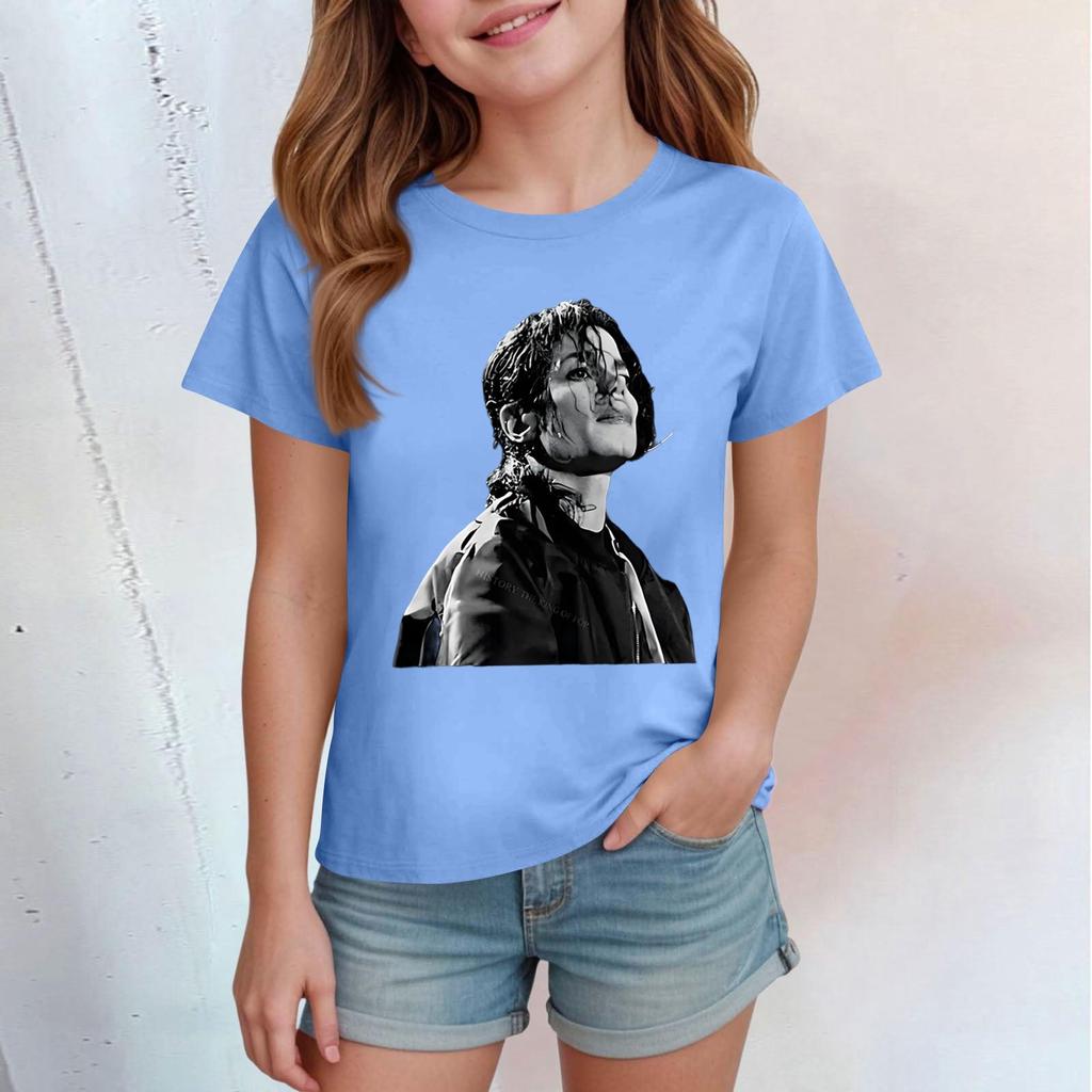 Kids Print Round Neck Short Sleeve Casual T-shirt