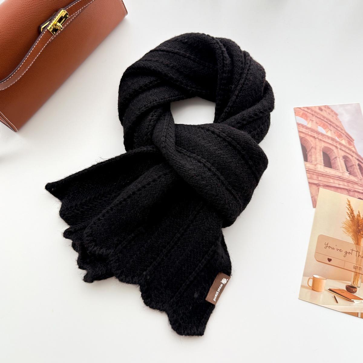 Women s Winter Wool Blend Knit Scarf Shawl with Leather Tag