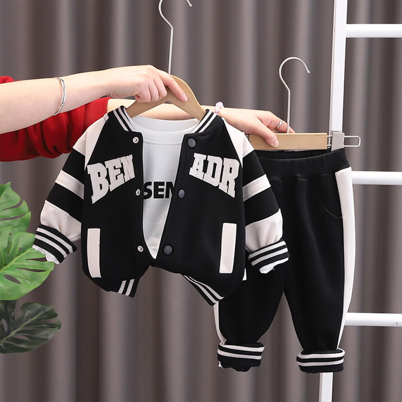 

Комплект из трех предметов для детей младшего и среднего школьного возраста, универсальная детская спортивная одежда и модная одежда 110 чёрный