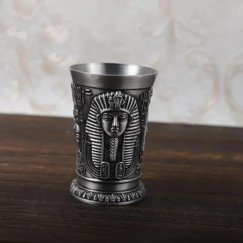 

30ml Egypt Myth Retro Metal Cup Bronze 3D Relief Liquor Spirits Small Goblet Household Small Size Personality Cocktail Cup
