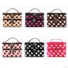 Borsa Trucco Trendy a Doppio Strato Spaziosa Design a Pois Bianchi e Neri Per un Facile Stoccaggio
