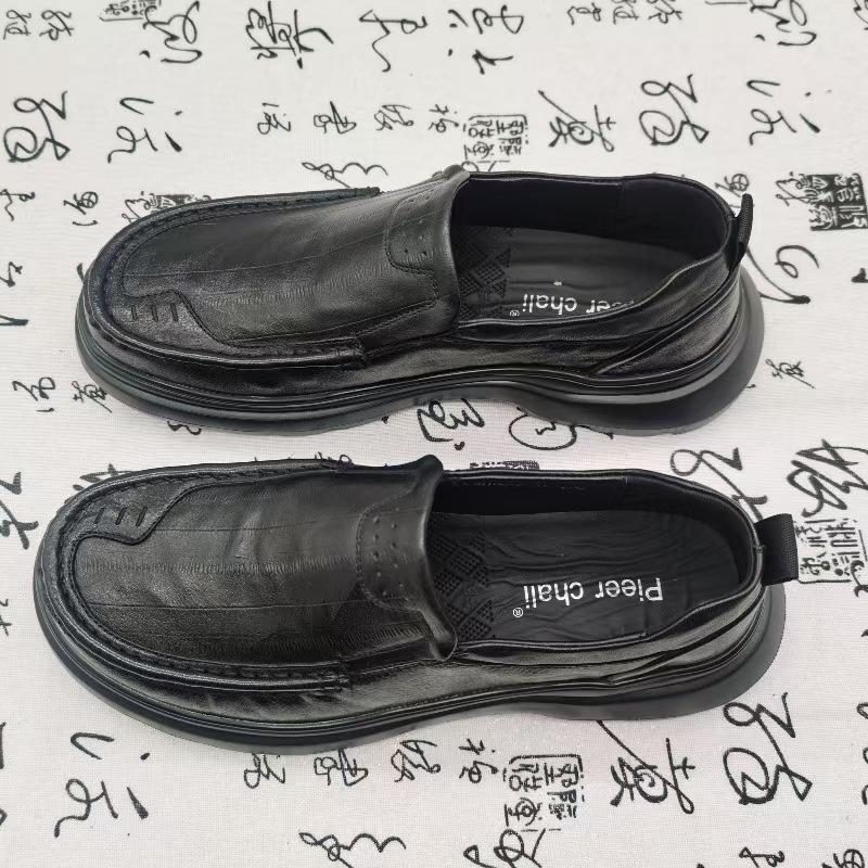 High-end autumn light-soled business leather shoes men's cowhide round head trend fashion casual men's leather shoes