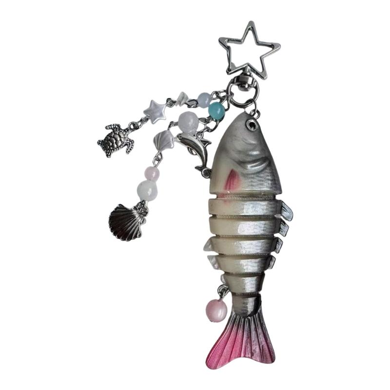 Lightweight Fishing Themed Key Ring With Realistic Detailing Flexible Articulated Body Keychain For Anglers Gifts