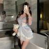 Sex Underwear Sexy Suspender Deep V Waist Perspective Pearlescent Soft Yarn Cute Maid Uniform Pajamas