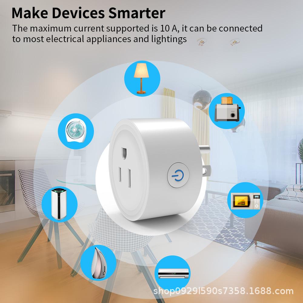 WiFi Smart Power Plug with Voice Control, Remote Timing, 3-Prong US Standard Plug, Protector, PC+Flame Retardant ABS, for Home and