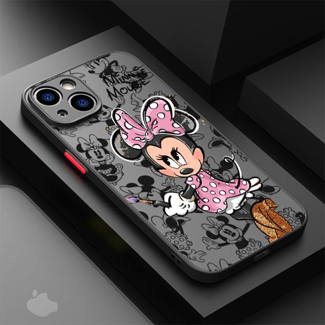 Mickey Minnie Maus Handyhülle für Apple iPhone 15 16 Pro XS Max 13 14 Plus XR SE 7 8 12 11 Pro plus Matt