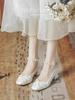 Mary Jane Single Shoes Women's 2025 New Autumn Evening Breeze Gentle Thick Heel with Cheongsam Engagement Shoes Bride Bridesmaid Shoes