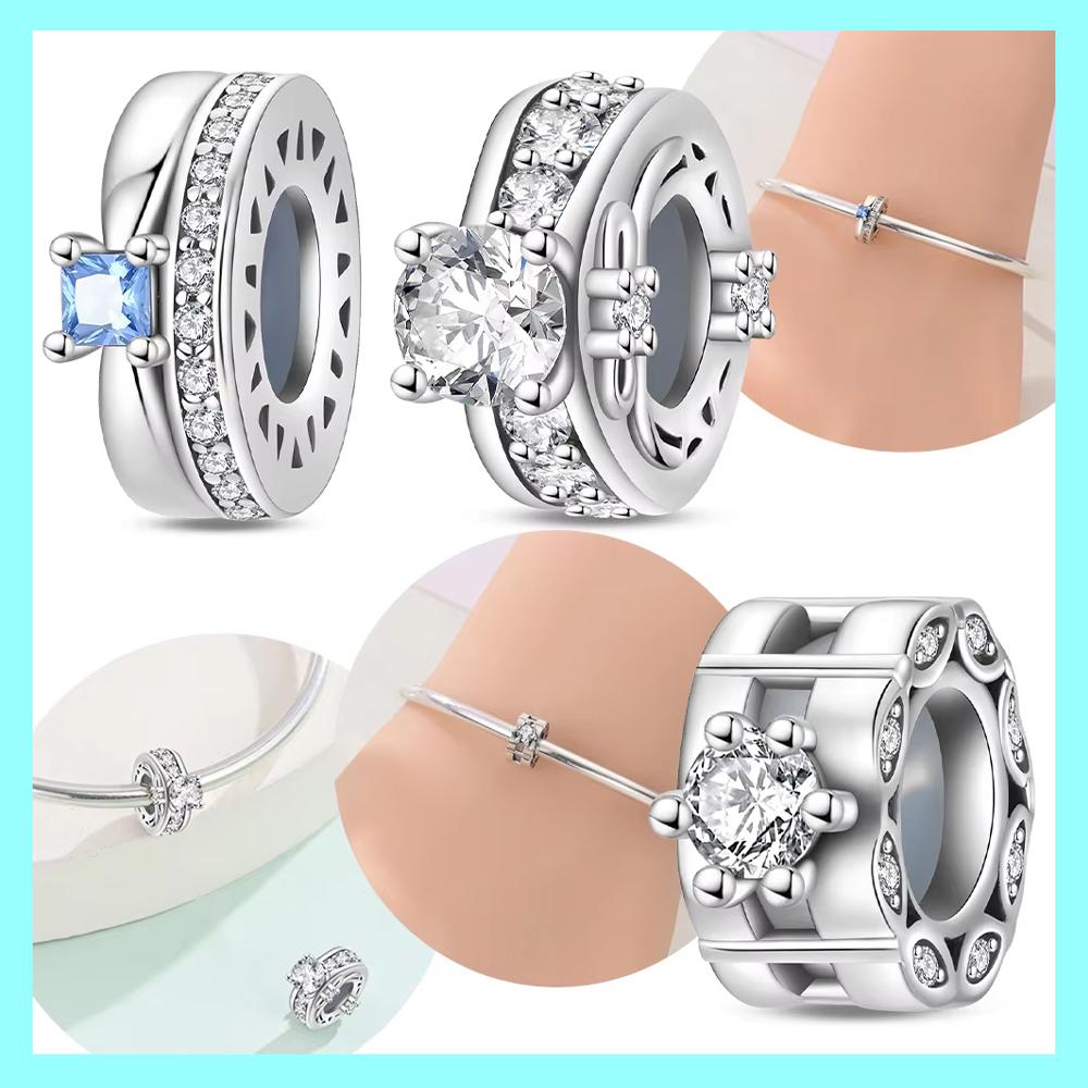 Beautiful Simple Blue Zircon Charms Beads Original Copper Certified Fit Bracelet Women Jewelry Diy Accessory Gifts