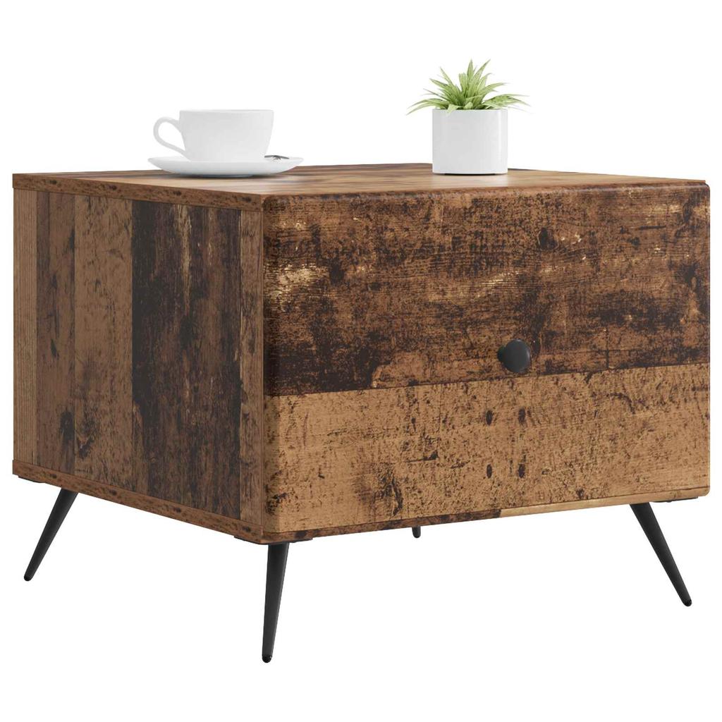 Coffee Table with Drawers Reclaimed Wood Look 49 X 50 X 40 Cm Engineered Wood