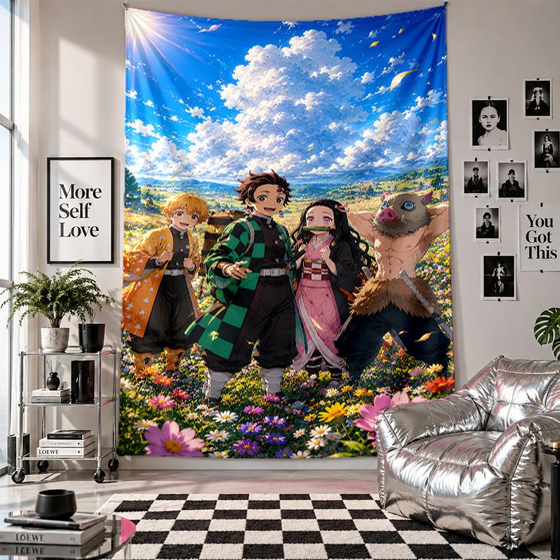 Wall TapestryDemon Slayer Art Hanging Cloth Decorative Background Cover for Room Decoration